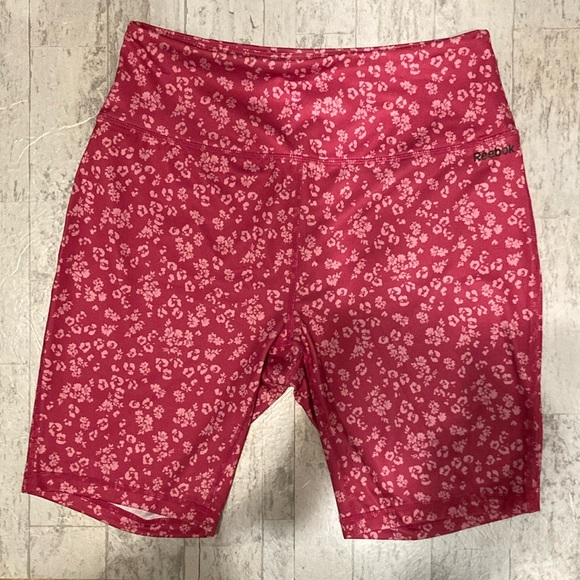 Reebok Pants - Reebok Pink Floral High-Rise Bike Shorts NWOT